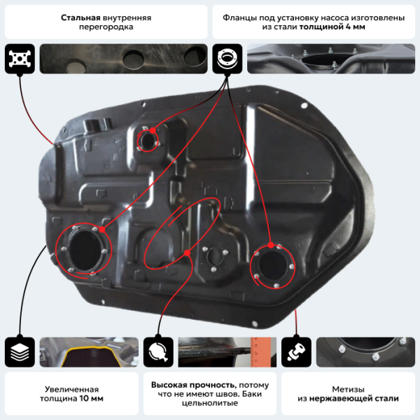 Пластиковый топливный бак Mitsubishi Airtrek, 2002-2009 г.в. (BP) -  60 л.
