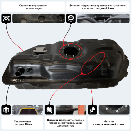 Пластиковый топливный бак Hyundai Getz, 2002-2011 г.в. (BP) - 45 л.