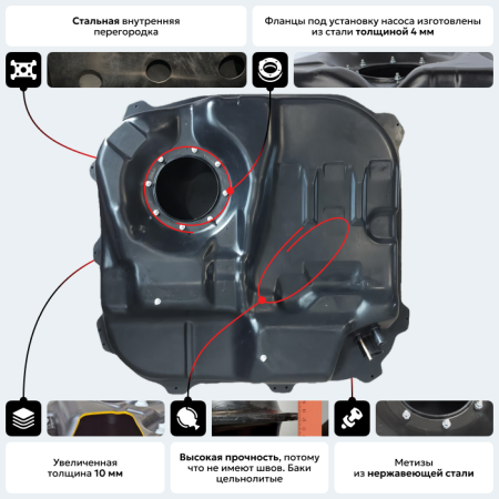 Пластиковый бензобак Hyundai i30, 2006-2018 г.в. (BP) - 53 л.