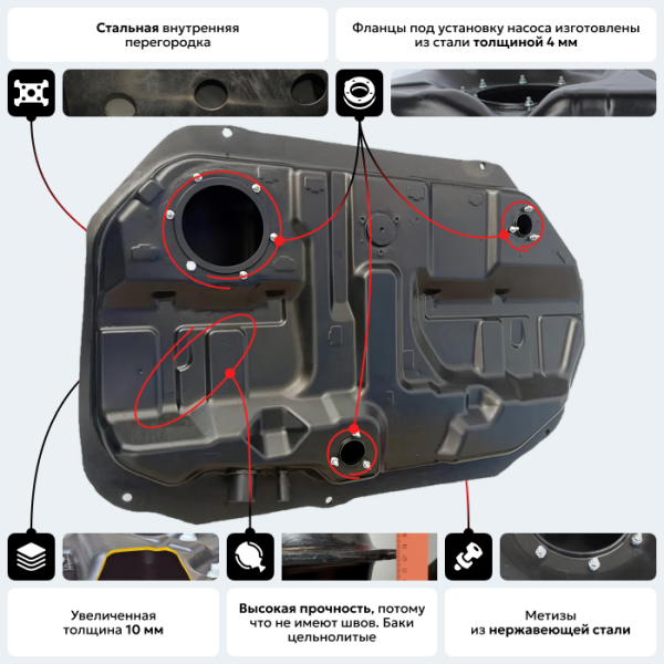 Пластиковый бензобак Chery Fora A21 (BP) -  52 л.